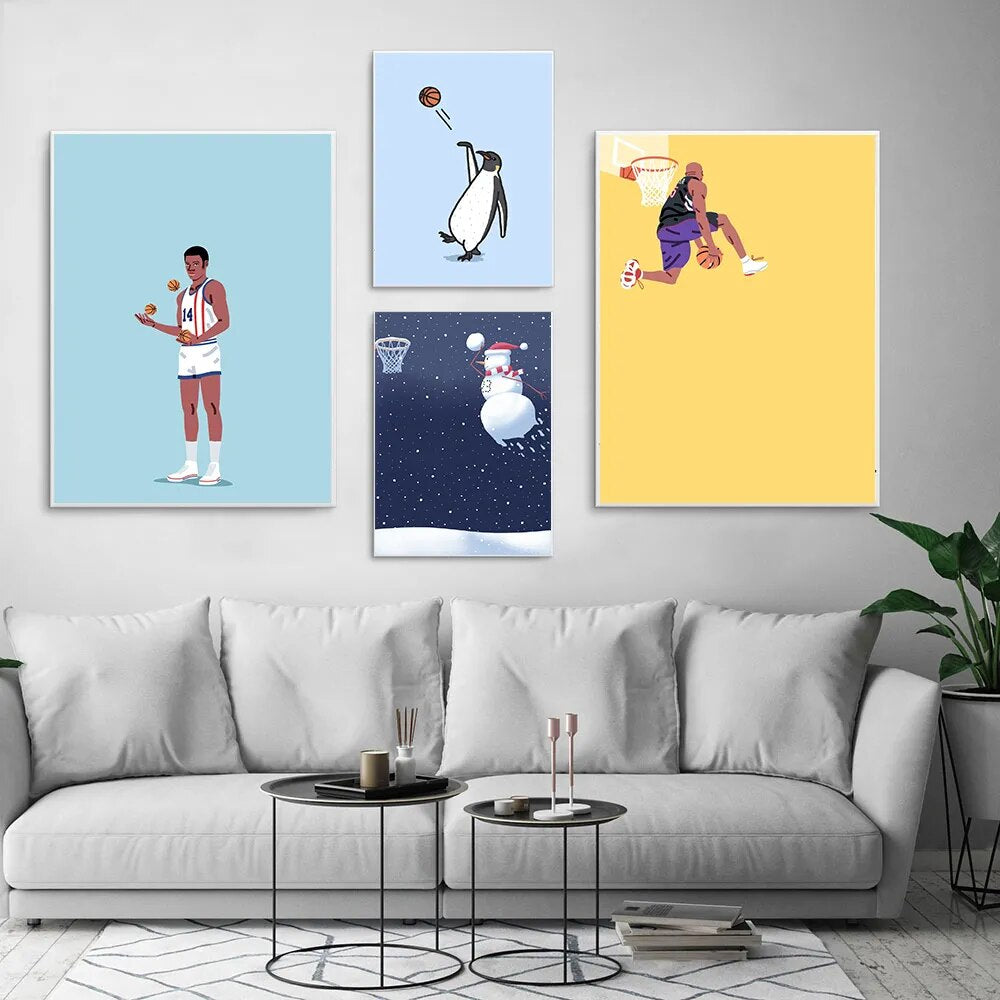 Cartoon Basketball Canvas Poster